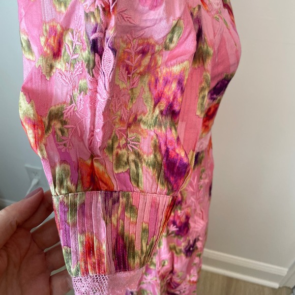 LoveShackFancy Floral Lace Mariata Maxi Dress In Wild Pink Rose Size 6 New - Picture 8 of 16